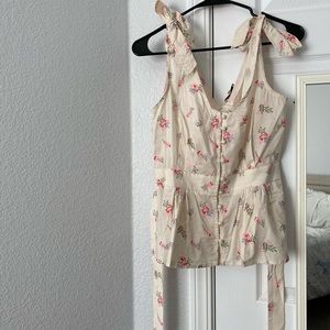 FRNCH Tie Strap Floral Print Top, Cottagecore top!